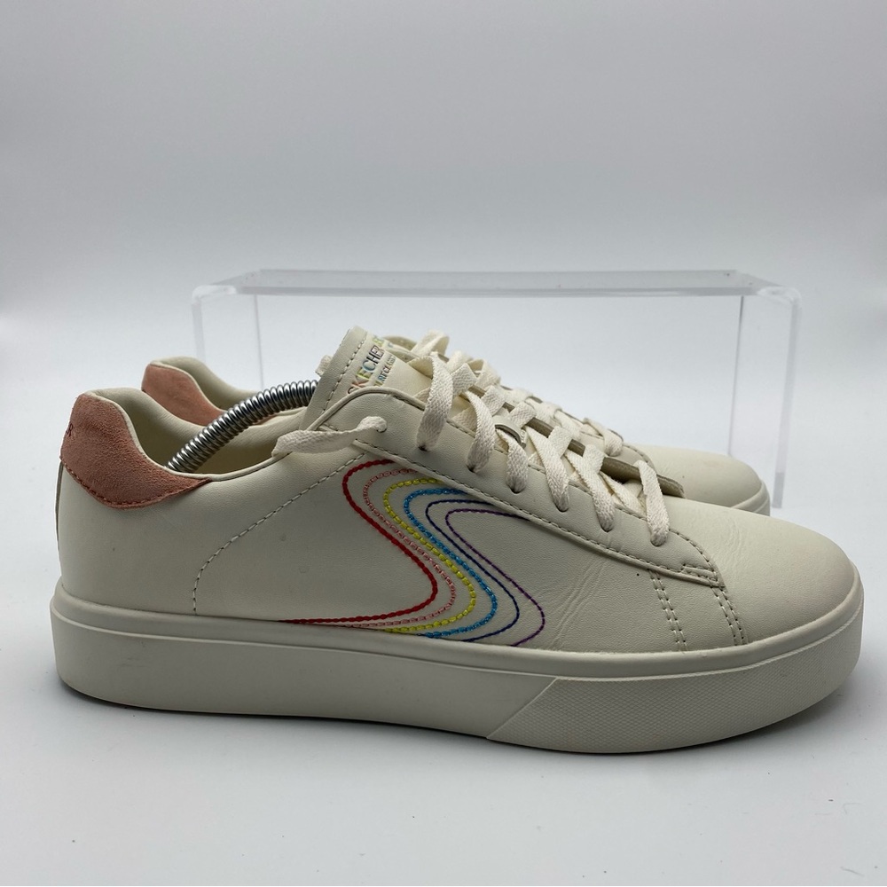 Skechers Court Classic Women Size 8 Shoes Beige Walking Casual Sneakers Low Top